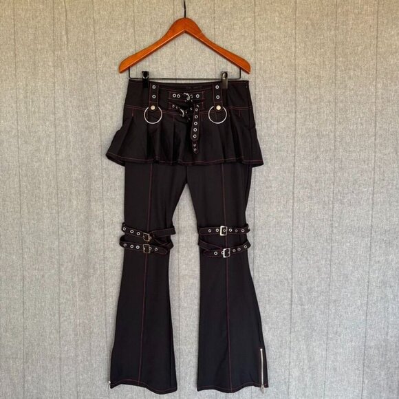 Current Air Pants - Current Mood Creating Chaos Strappy Black Stretch Skirt Overlay Pants Size XL